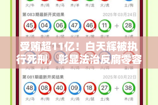 受贿超11亿!白天辉被执行死刑,彰显法治反腐零容忍和每日新跑狗图自动更新与白天辉是哪里人