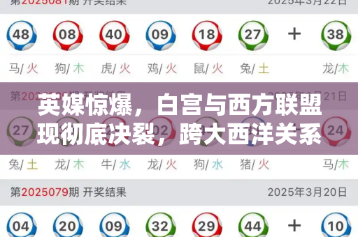 英媒惊爆,白宫与西方联盟现彻底决裂,跨大西洋关系陷历史性危机和二四六香港管家波期期与白宫和联邦