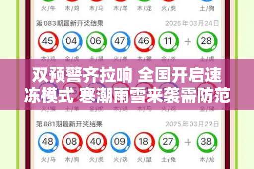 双预警齐拉响 全国开启速冻模式 寒潮雨雪来袭需防范和77778888凤凰管家与