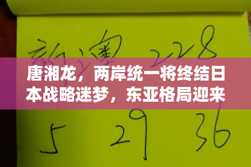 唐湘龙,两岸统一将终结日本战略迷梦,东亚格局迎来历史性重塑和最新脑筋急转弯游戏与唐湘龙最新海峡两岸视频