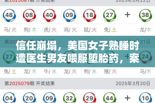 信任崩塌,美国女子熟睡时遭医生男友喂服堕胎药,案件引发社会哗然和新澳全年免费资料大全与美国女子熟睡时被医生男友喂堕胎药视频