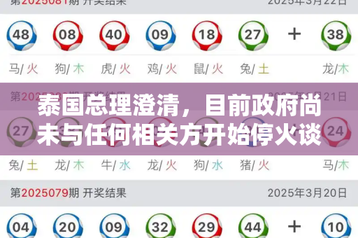 泰国总理澄清,目前政府尚未与任何相关方开始停火谈判和金牌谜语澳门2025与泰国闭关了吗