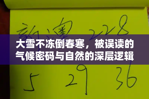 大雪不冻倒春寒,被误读的气候密码与自然的深层逻辑和正版澳门足球报图库与